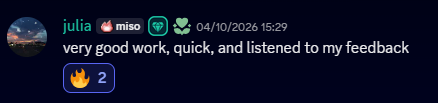 Discord review screenshot from Julia.