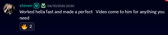 Discord review screenshot from Steven.